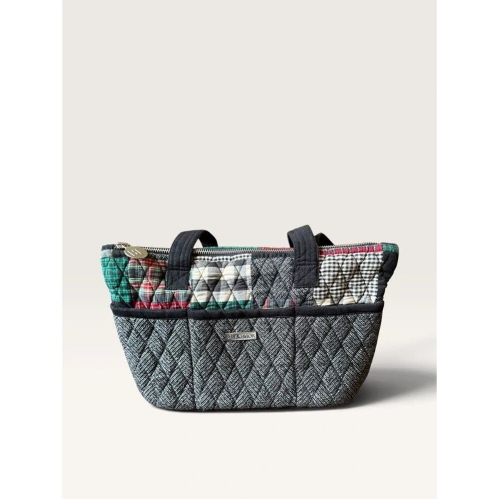 Bella Taylor Quilted Small Tote Bag Plaid Patchwork Farmhouse Purse